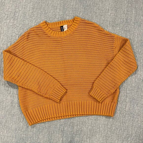 Divided H&M Yellow Cable Knit Cropped Sweater - Picture 1 of 4